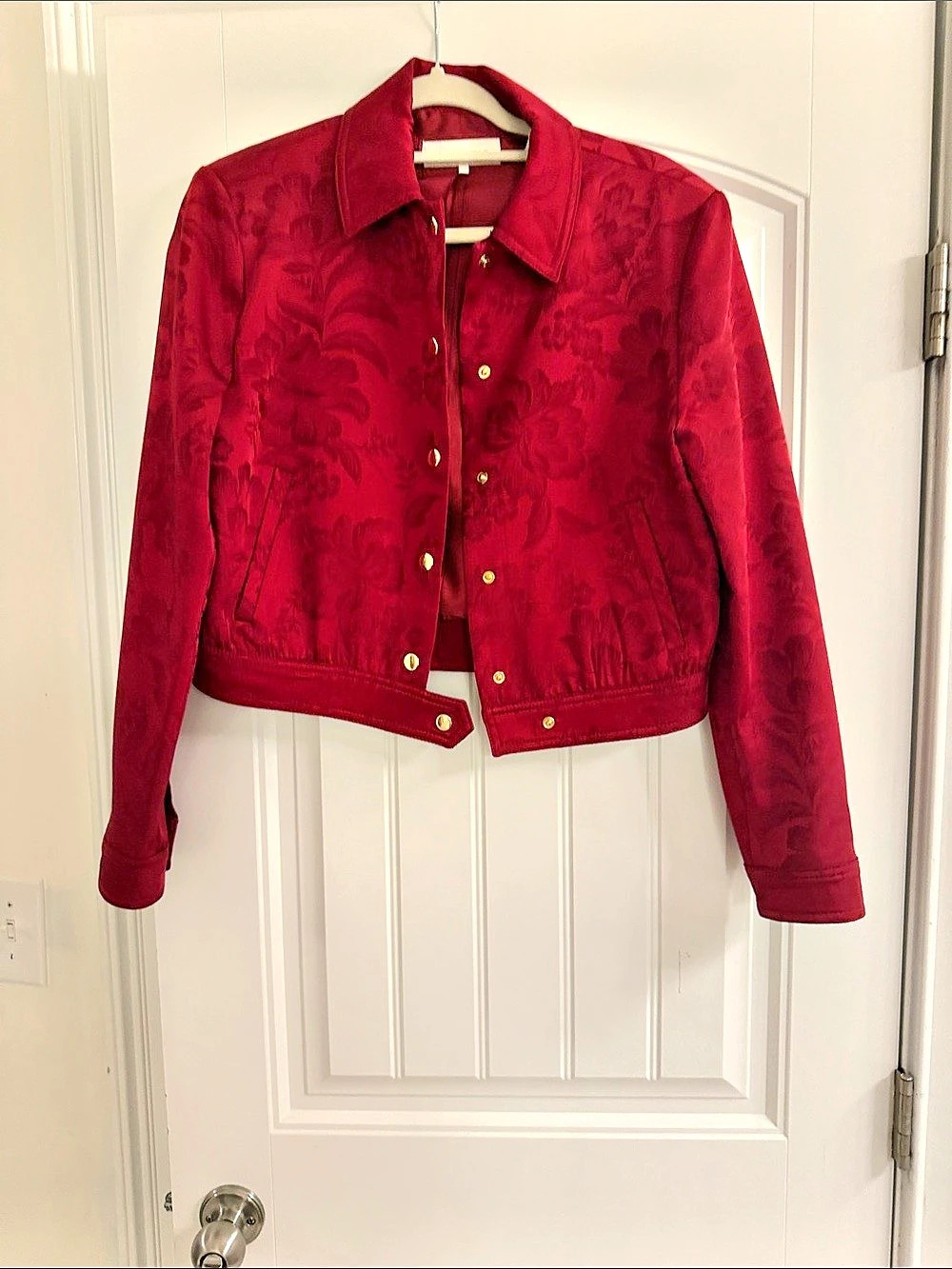 Zara Cropped Jacket in Red Size Medium Like New